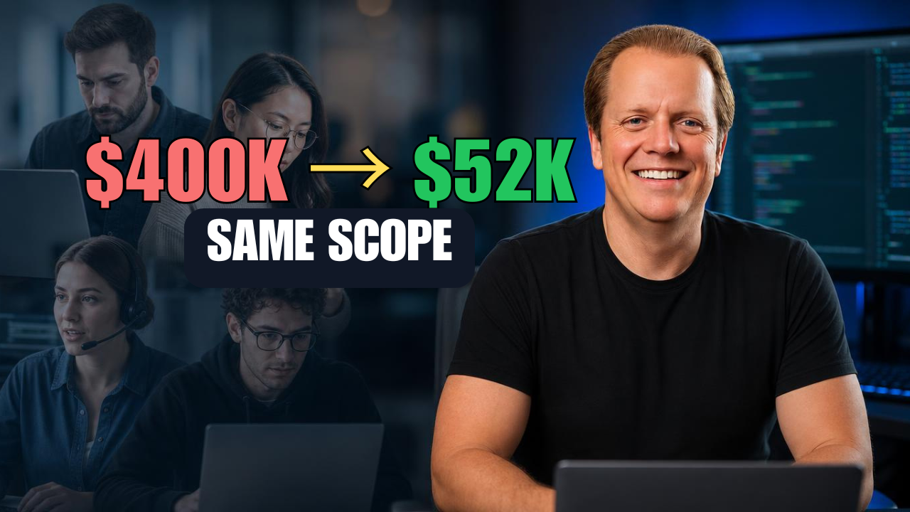 The 8X Engineer thumbnail showing $400K to $52K for the same scope