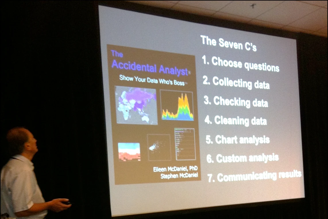 Stephen McDaniel presenting The Seven C's from The Accidental Analyst at a conference