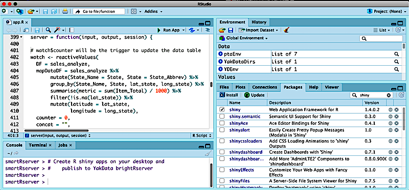 Create R shiny apps on your desktop to publish on YakData brightRserver